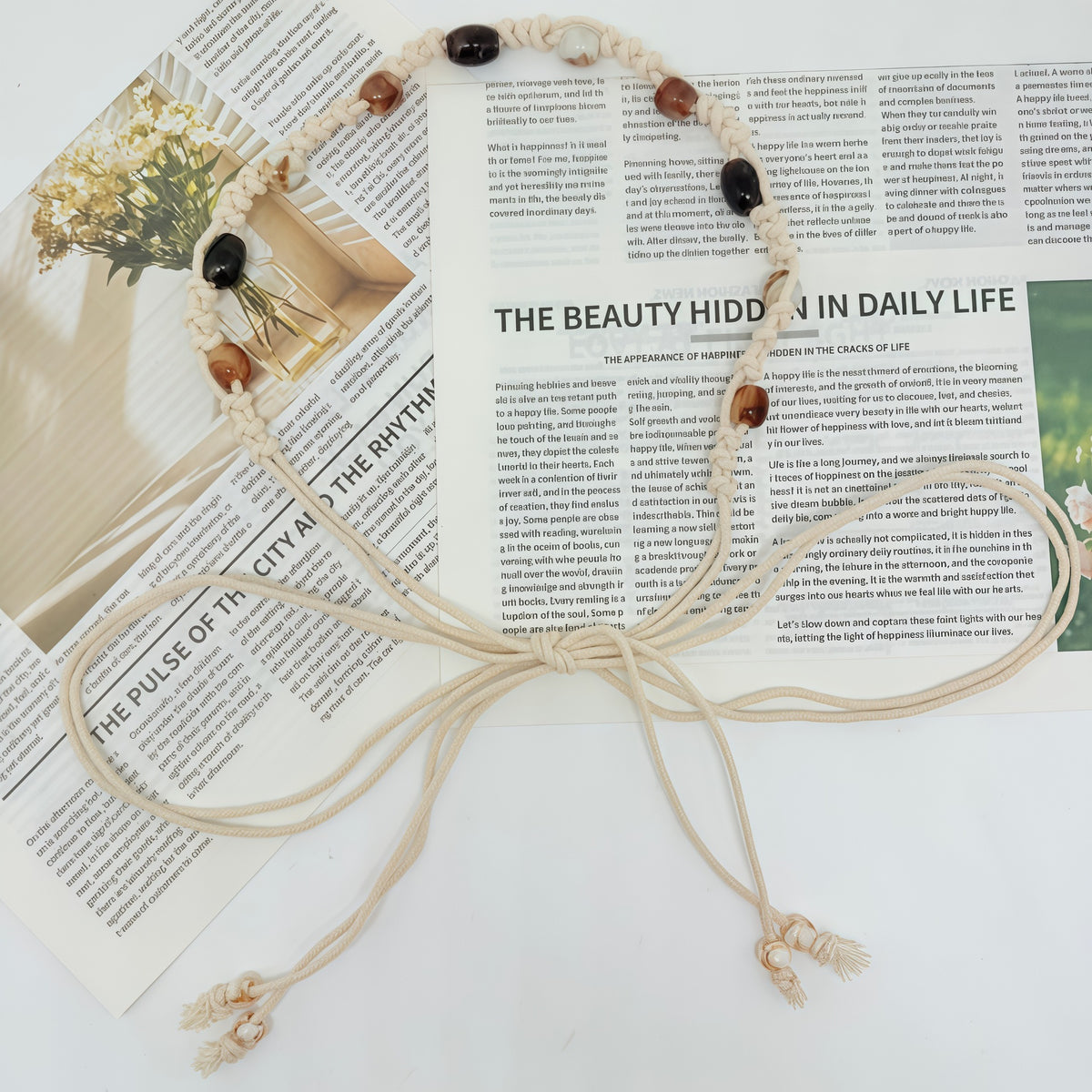Boho-Style Handmade Weave Beaded Waist Belt 6W6JBT243