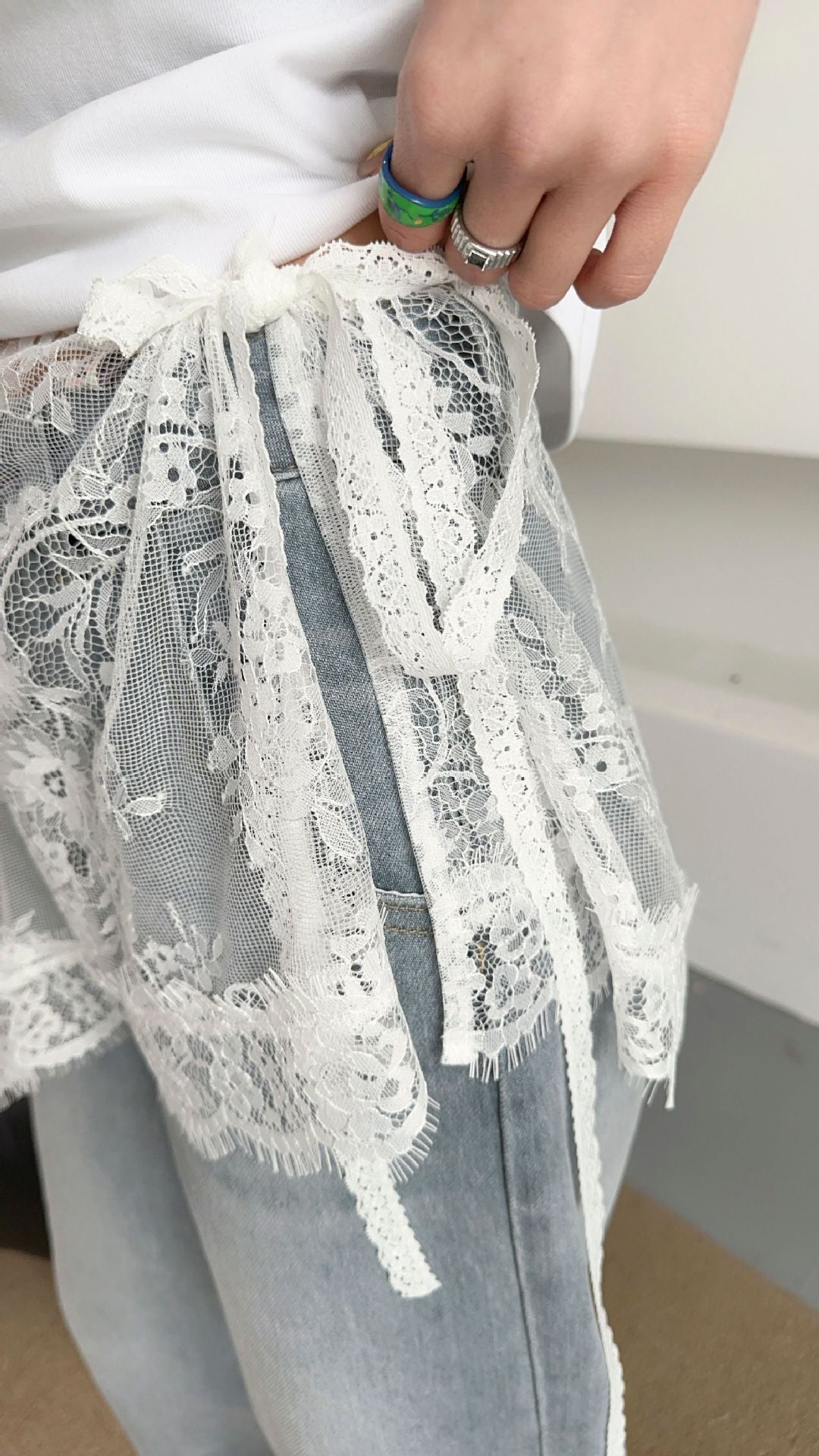 Fashion Lace Cover up Tie Side Sheer Wrap MK2BW6W1SL10