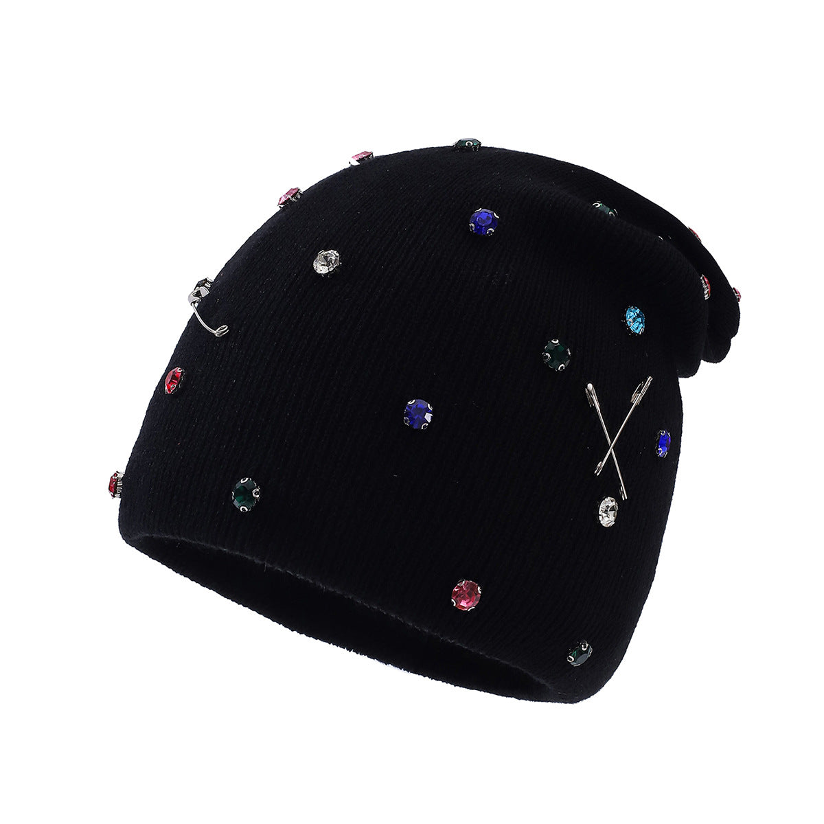 Rhinestone Slouchy Knit Beanie - DippedShop Wholesale - #4051