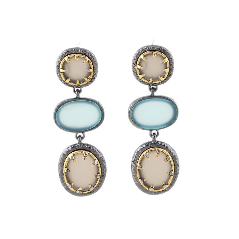 French Style Geometric Stone Pendant Drop Earrings 6W6JER608