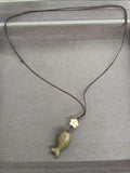Simple Rope Braided Wood Fish Pendant Necklace 6W6JNC662