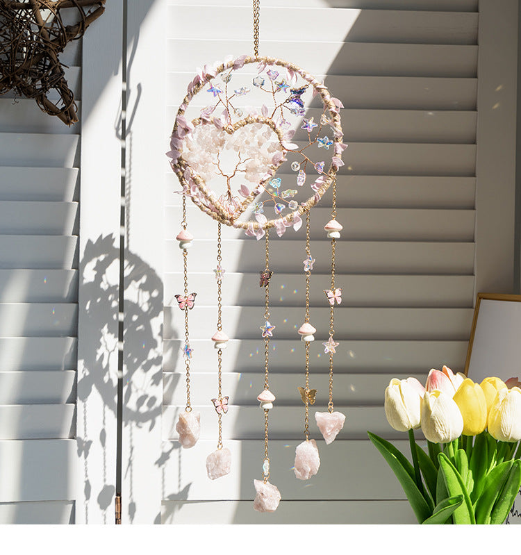 Heart Natural Stones Wind Chime Hanging Prism Suncatcher MK2CZAS6H7HLS52