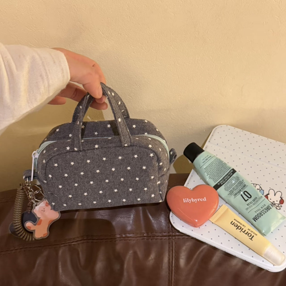 Vintage Star Print Portable Cosmetic Bag MK2BW6S10BOB103