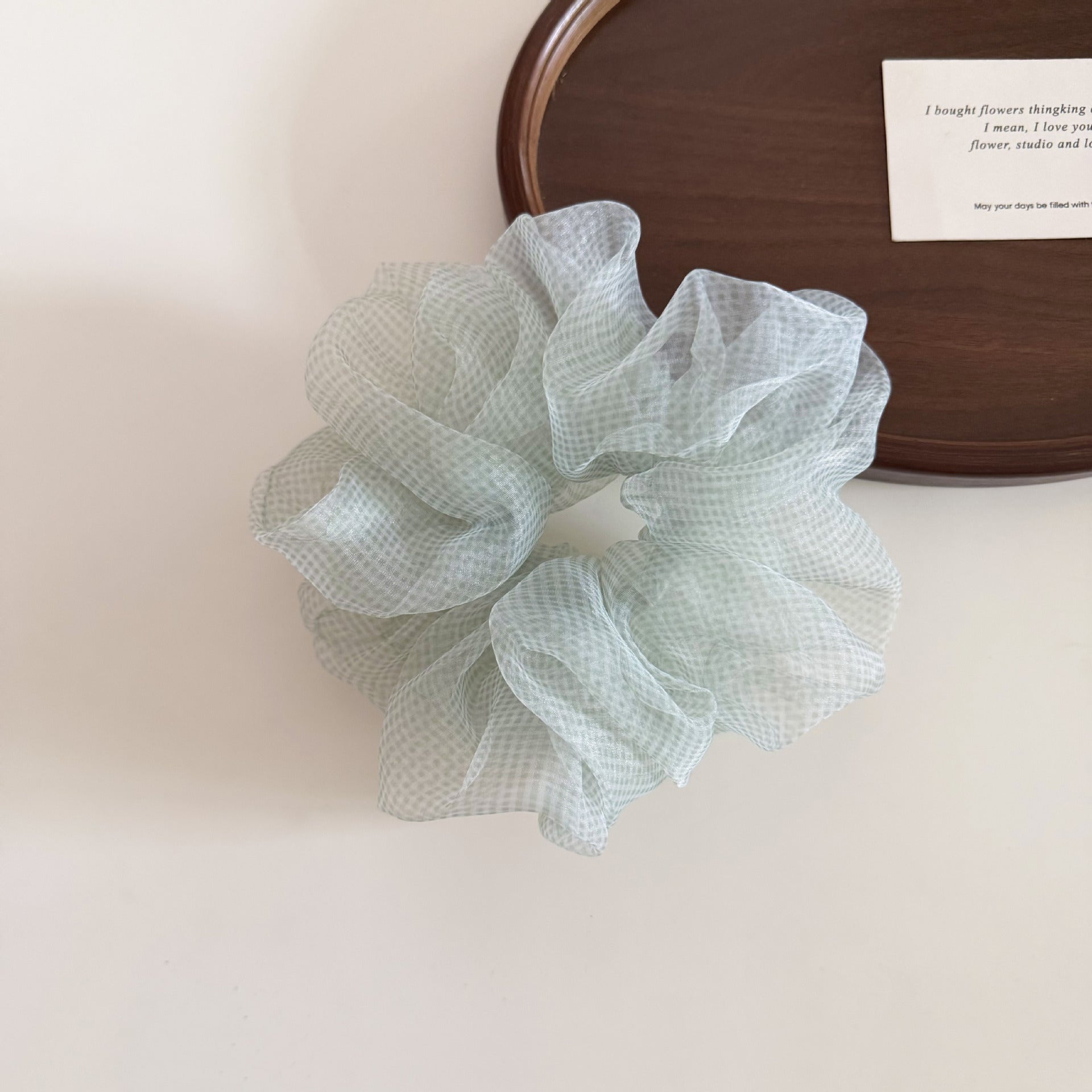 Retro Fluffy Organza Plaid Hair Scrunchies MK2BW6W6HSR79