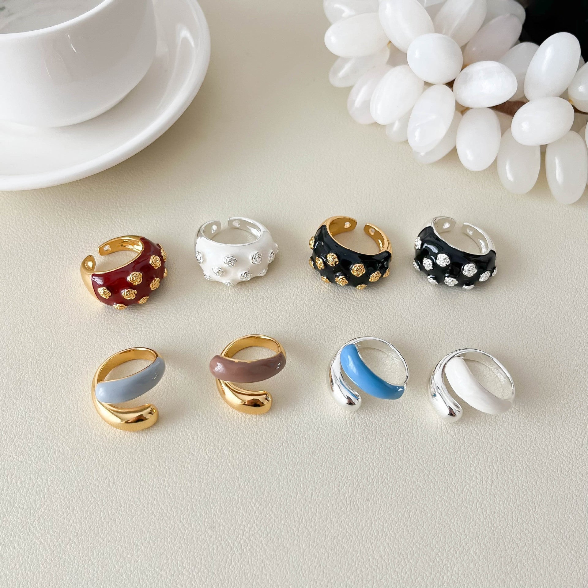 Stylish Gold Plated Rose Motif - DippedShop Wholesale - #2899