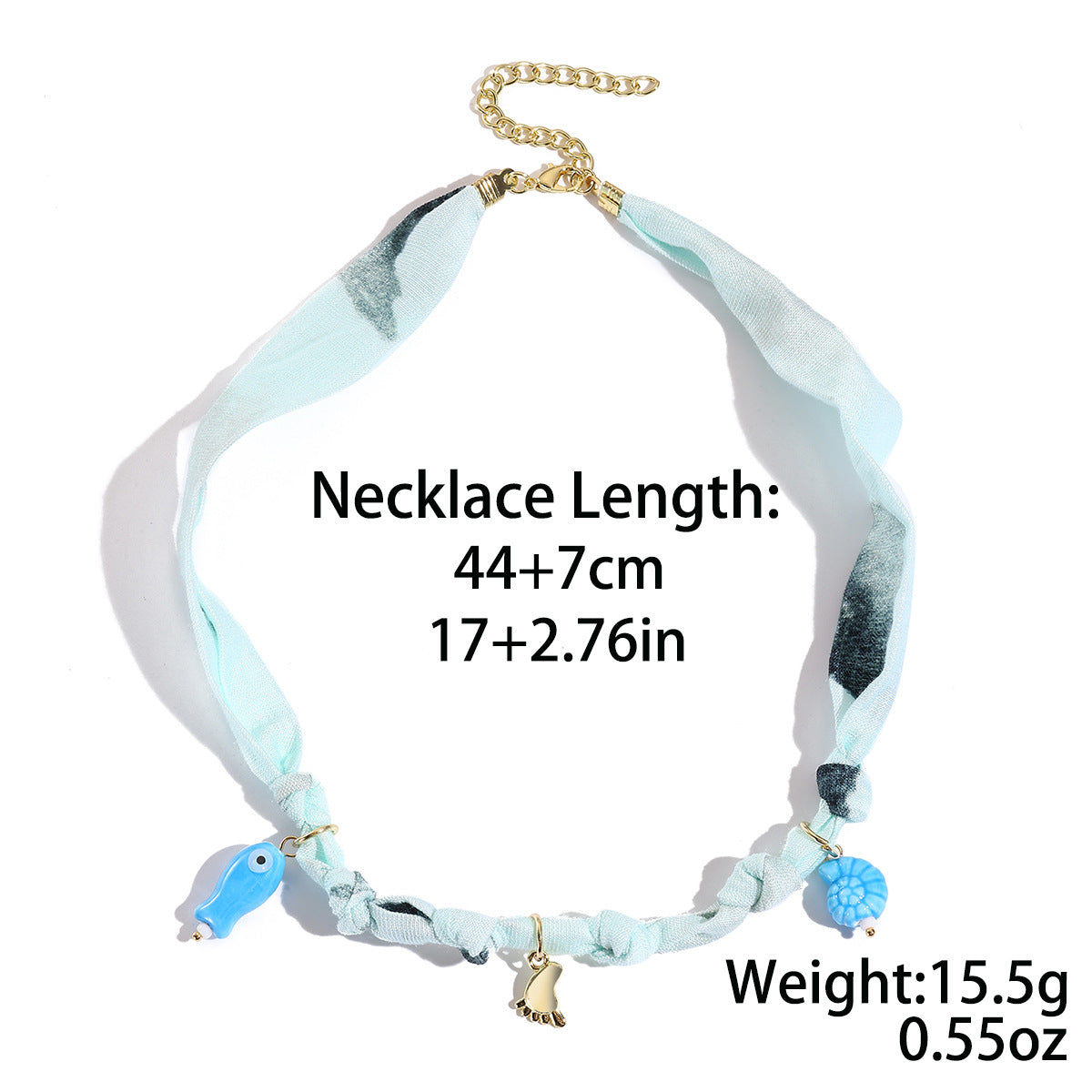 Elegant Shell Starfish Pendant Silk Scarf Necklace 6W6JNC1006