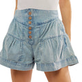 Ruffle Button Denim Shorts - DippedShop Wholesale - #6883