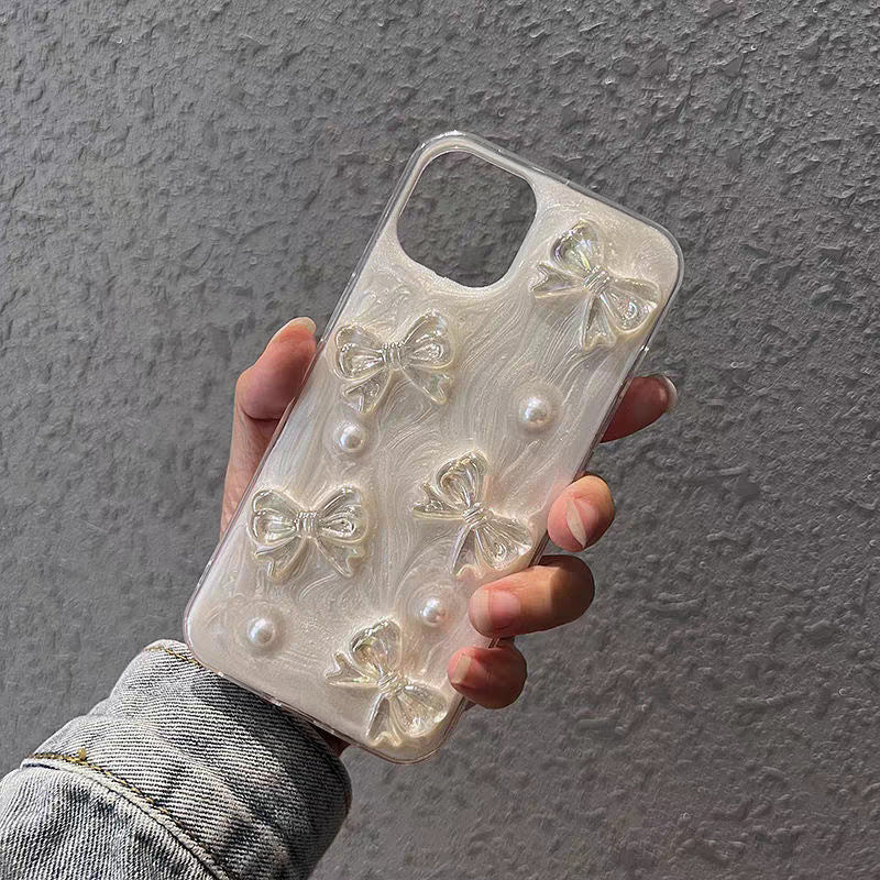 3D Bowknot Pearl Phone Case - DippedShop Wholesale - #6627