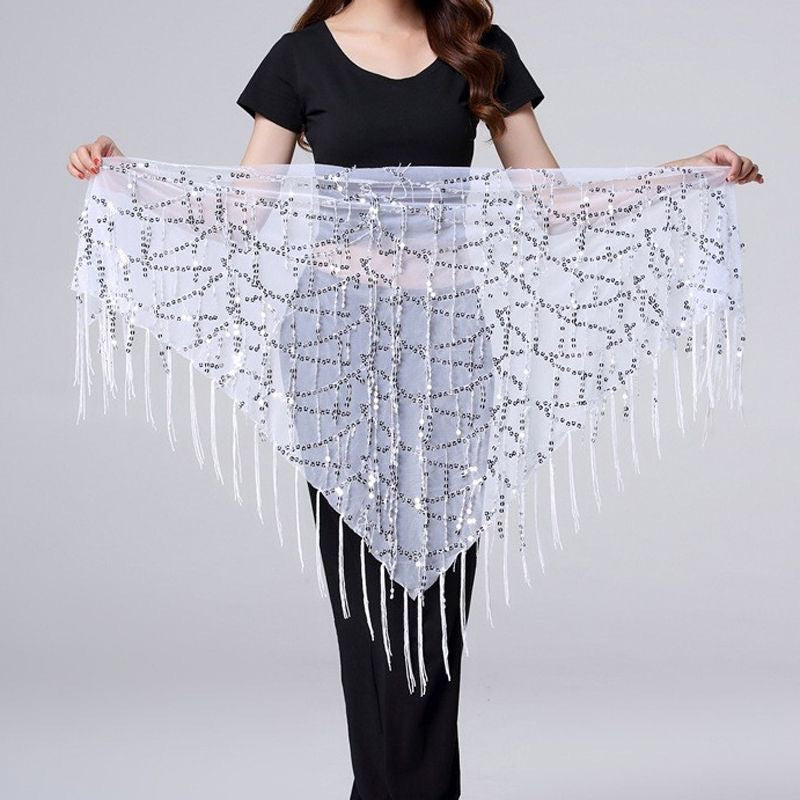 Colorful Beely Dance Sequin Tassel Triangle Hip Scarf 6W1SL18