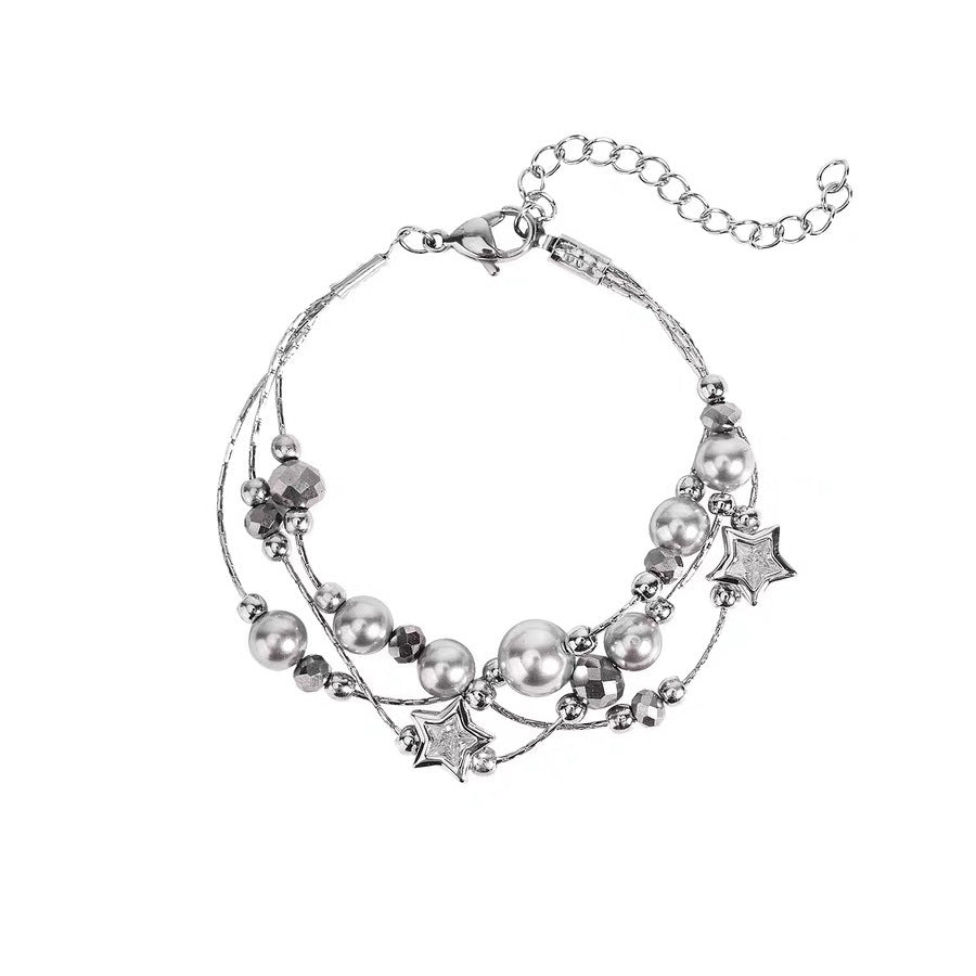 Classic Muti-Layered Pearl Beaded Chain Bracelet 6W6JBR364