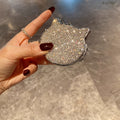 Cute Cat Shape Rhinestone Portable Foldable Mirror 6C5MR106