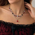 Vintage Halloween Gothic Bat Pumpkin Necklace 6W6JNC881