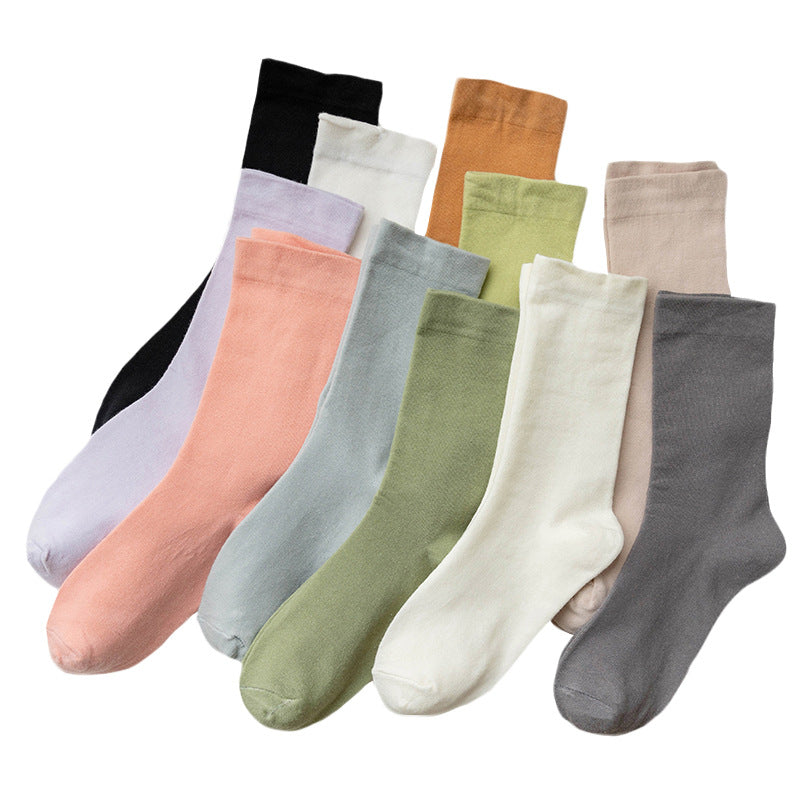 Solid Cotton Mid Calf Socks - DippedShop Wholesale - #0419