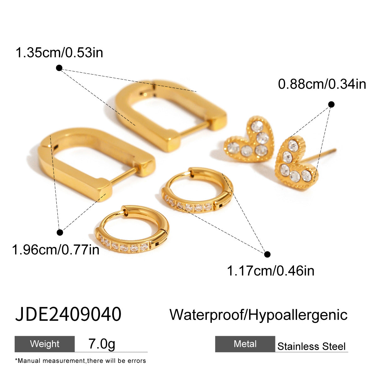 Gold Plated Rhinestone Hoops - DippedShop Wholesale - #2707