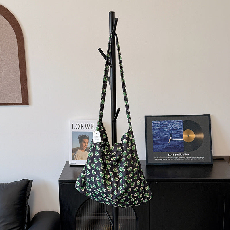 Fresh Tulip Print Canvas Crossbody Bag MK2BLW6W10BBG589