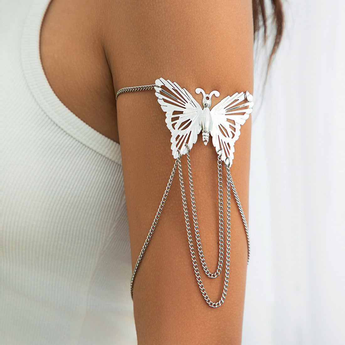 Pink Butterfly Tassel Chain Arm Cuff DPJAC2501