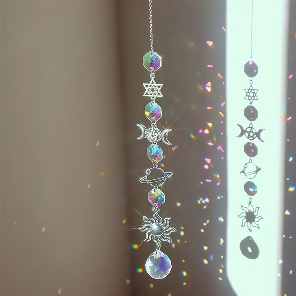 Celestial Moon Star Crystal Wind Chime Suncatcher 6H7HLS201
