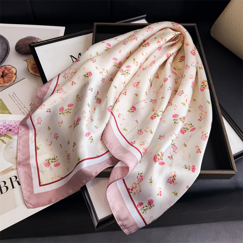 Fresh Floral Print Neckchief Versatile Square Scarf MK2BW6W6NSI22