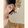 Retro Stone Bead Hoop Earrings - DippedShop Wholesale - #9875