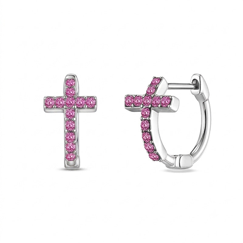 Stylish Cross Rhinestones Hoop Earrings 6W6JER580