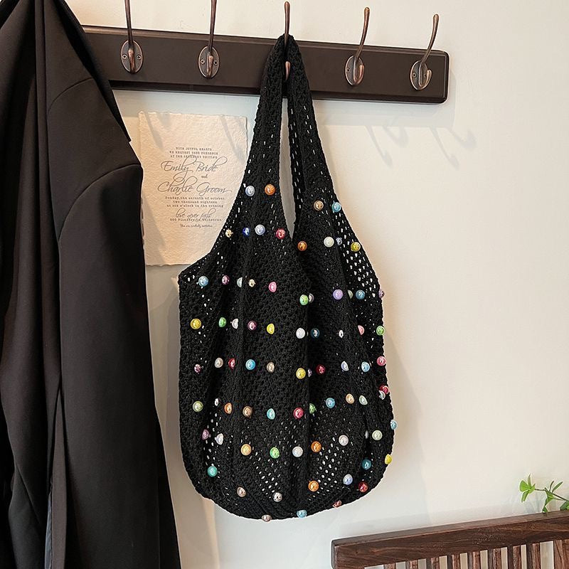 Trendy Knit Colorful Beads Large Capacity Shoulder Bag 6W10BBG1763