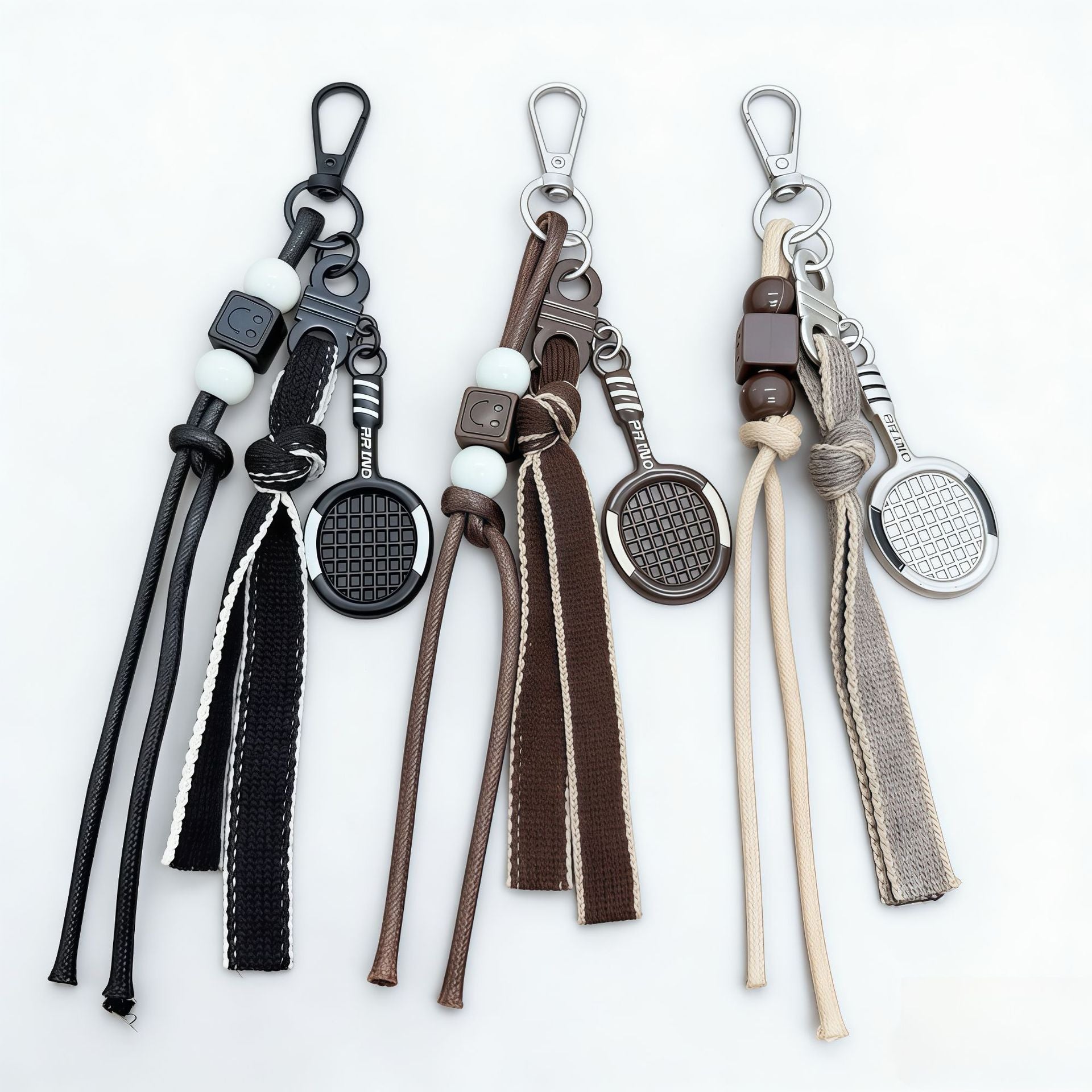 Handmade Beaded Rope Badminton Racket Keychain 6W10BBC430