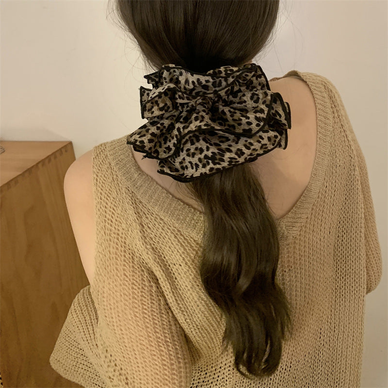 Vintage Four-Layer Leopard Print Scrunchies DP25F959