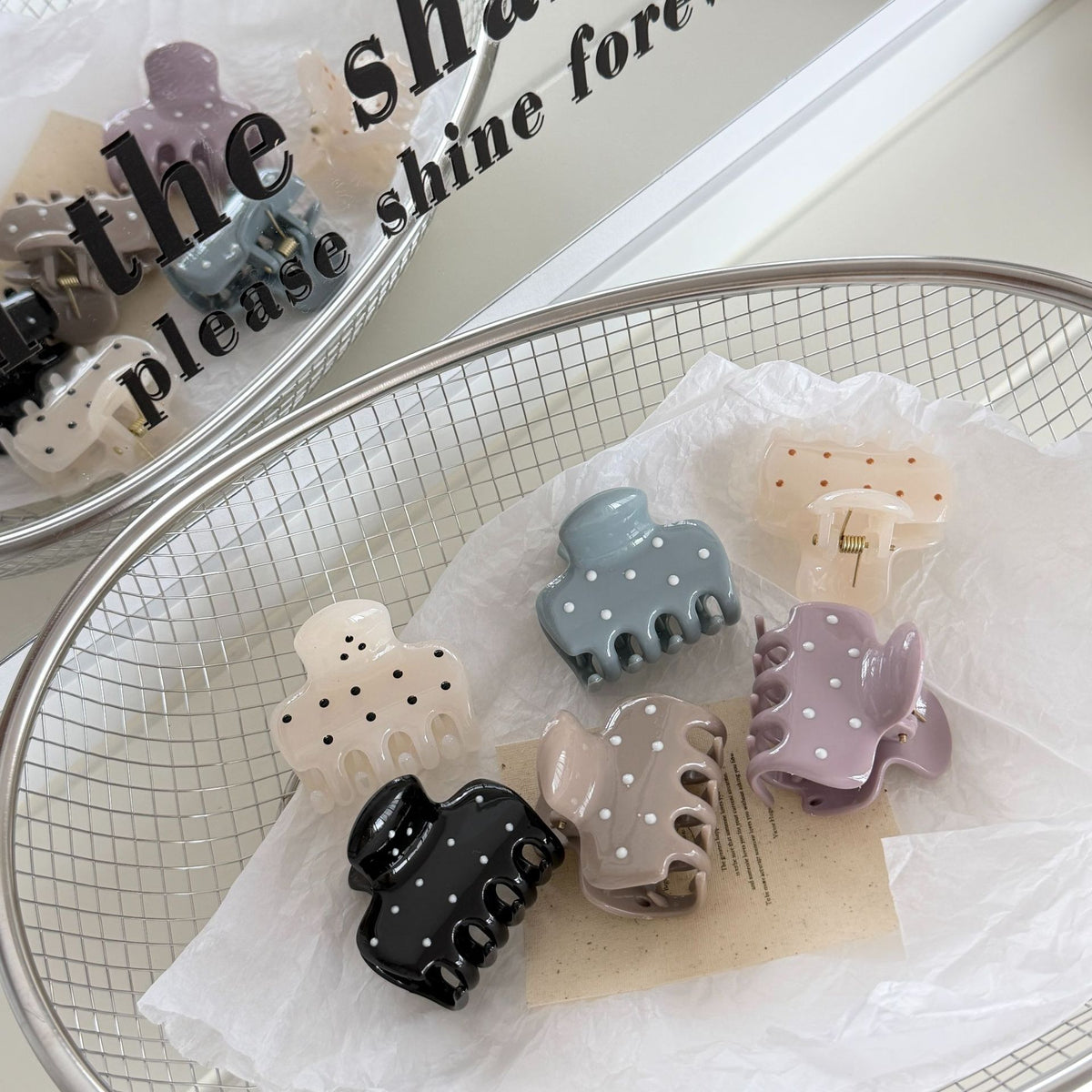 Cute Polka Dot Mini Square Hair Claw 6W6HCP1627