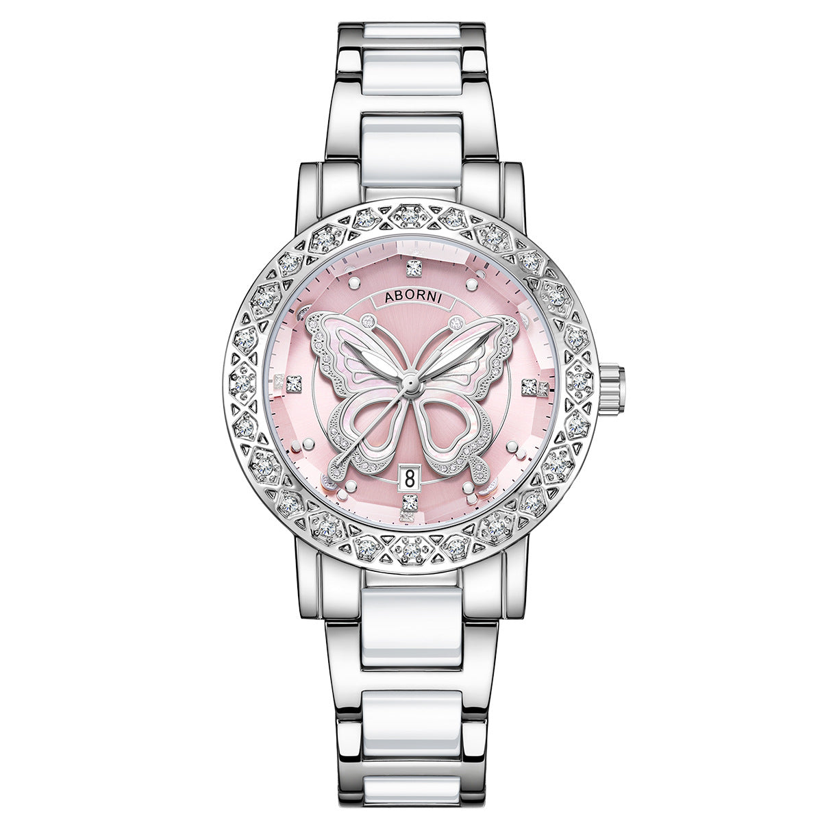 Elegant Butterfly Rhinestone Quartz Wrist Watch MK2SSAS6W6JWA16