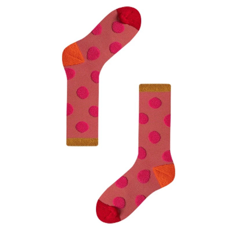 Polka Dots Color Block Mid-Calf Socks 6W8FSO705