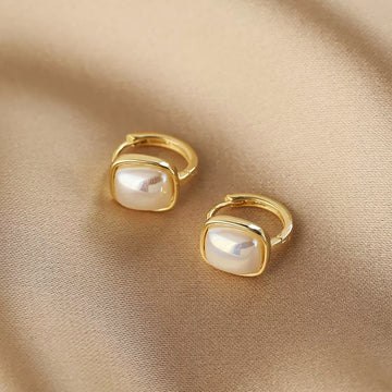 Square Pearl Vintage Simple Hoop Earrings DPJE1704