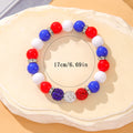 Stylish USA Flag Heart Pendants Beaded Bracelets 8ZA6JBR131T