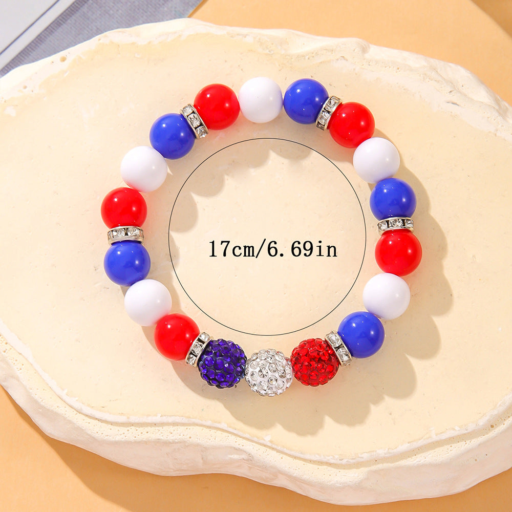 Stylish USA Flag Heart Pendants Beaded Bracelets 8ZA6JBR131T