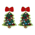 Handmade Christmas Tree Seed Bead Dangle Earrings 6W6JER689