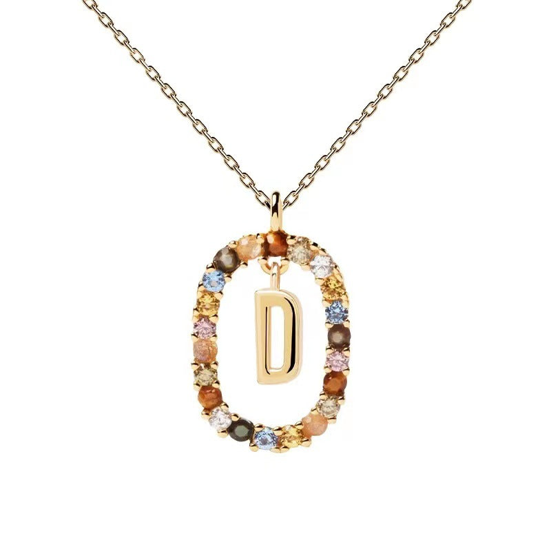 Colorful CZ Letter Pendant - DippedShop Wholesale - #6387
