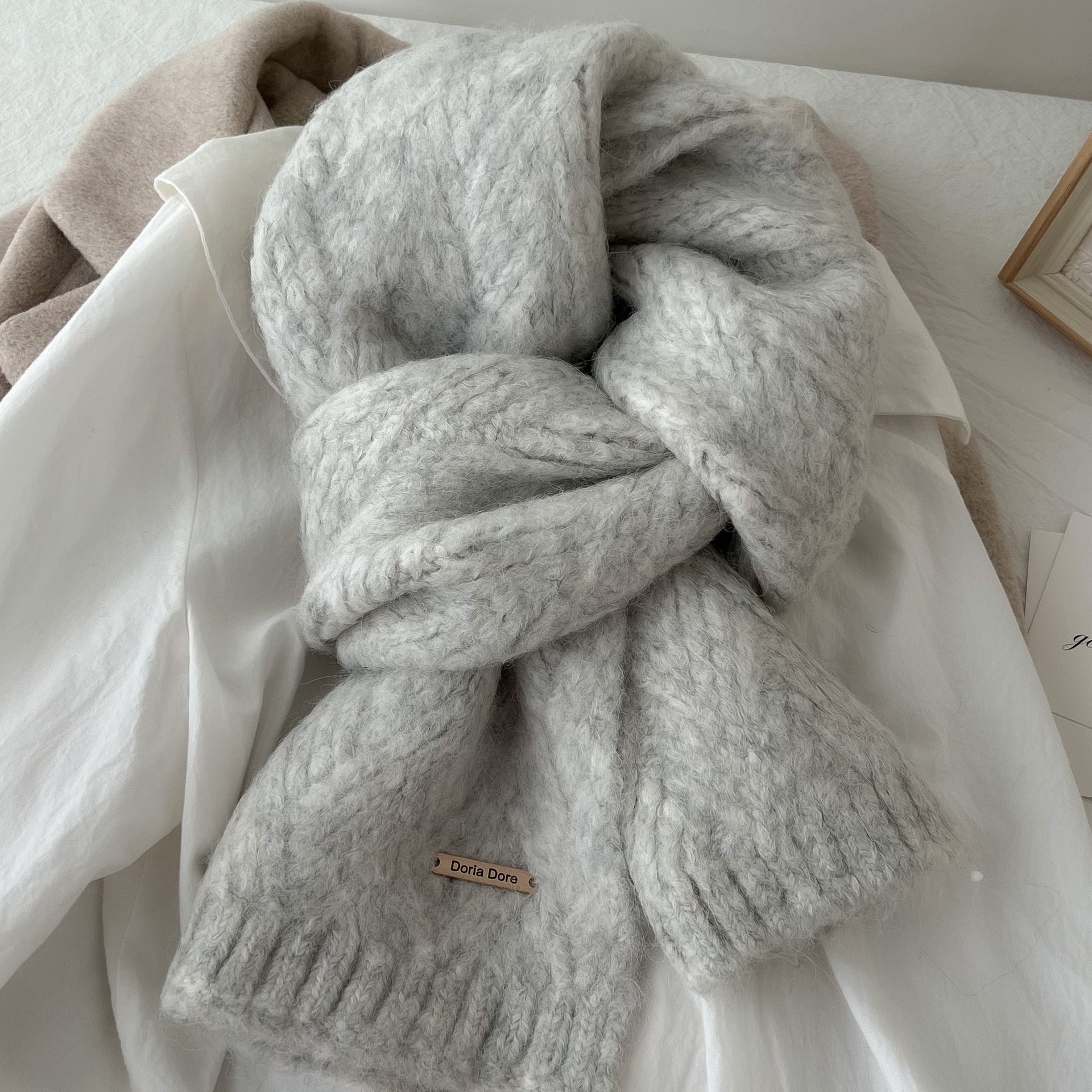 Minimalist Solid Color Knit Wool Scarf 6W6NSW303