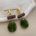 Retro Irregular Oval Resin Pendant Drop Earrings 6W6JER602