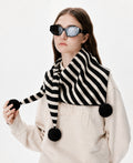 Trendy Striped Triangle Shawl  Scarf with Pom-Pom 6W6NSC132