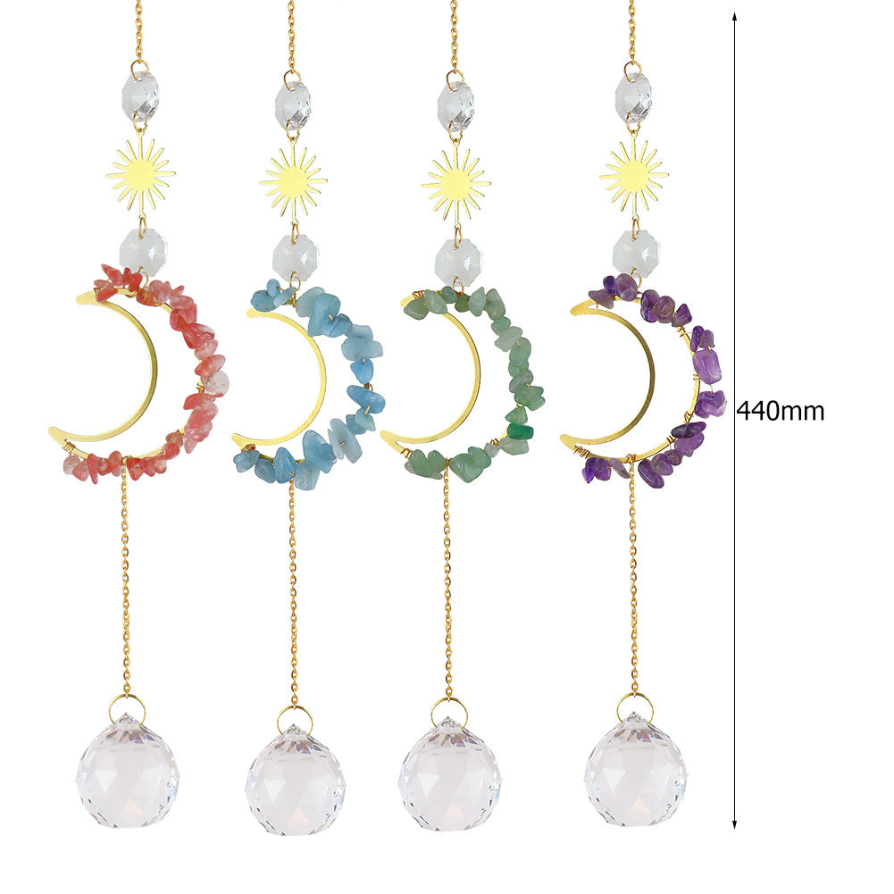 Natural Stone Moon Crystal Hanging - DippedShop Wholesale - #3203