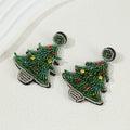 Beaded Rhinestone Christmas Tree Earrings - DippedShop Wholesale - #2259