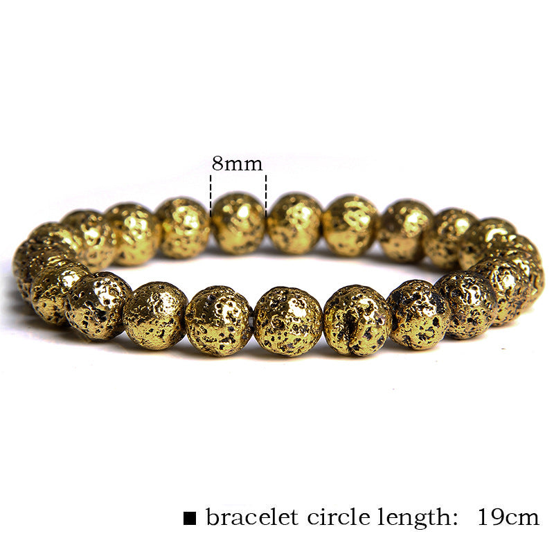 Gold Volcanic Stone Simple Stretch Bracelet DPJB1113