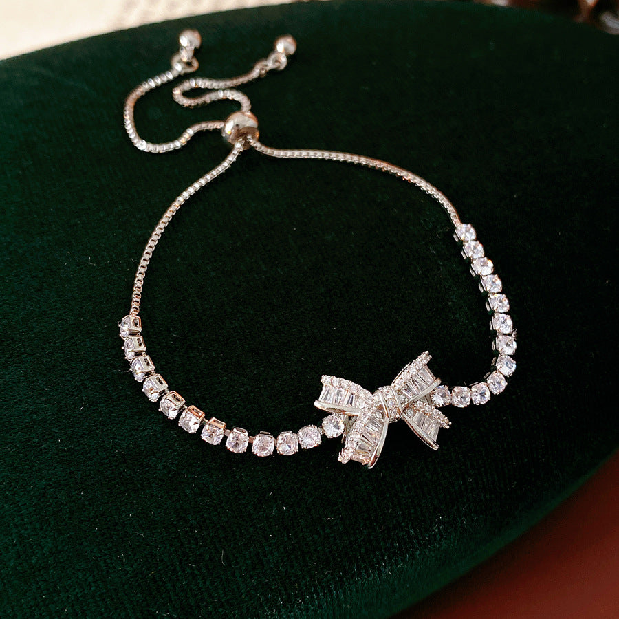 Elegant Rhinestones Bowknot Adjustable Bracelet 6W6JBR673