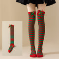 Christmas Bow Pom Pom Thigh High Socks 6W8FSO914