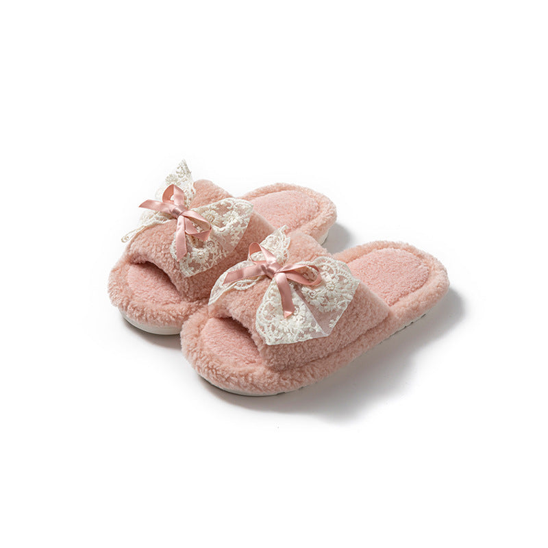 Lace Bow Cotton Slippers - DippedShop Wholesale - #3059