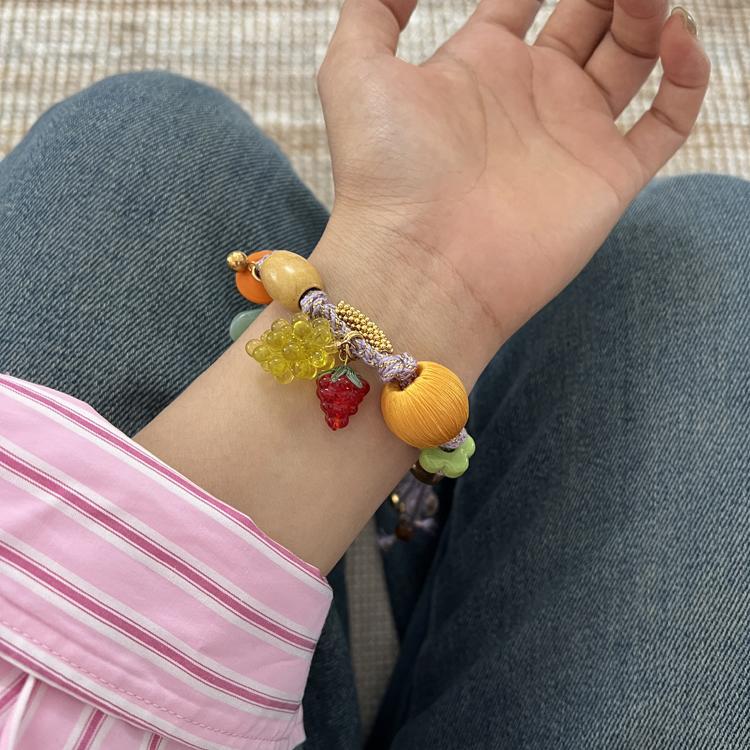 Cute Handmade Flower Bead Braided Bracelet DP26I418