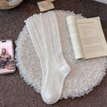 Elegant Diamond Knit Lace-Trim Mid-Calf Socks 6W8FSO694