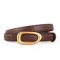 Trendy Gold Oval Buckle Adjustable Leather Belt 6W6JBT161