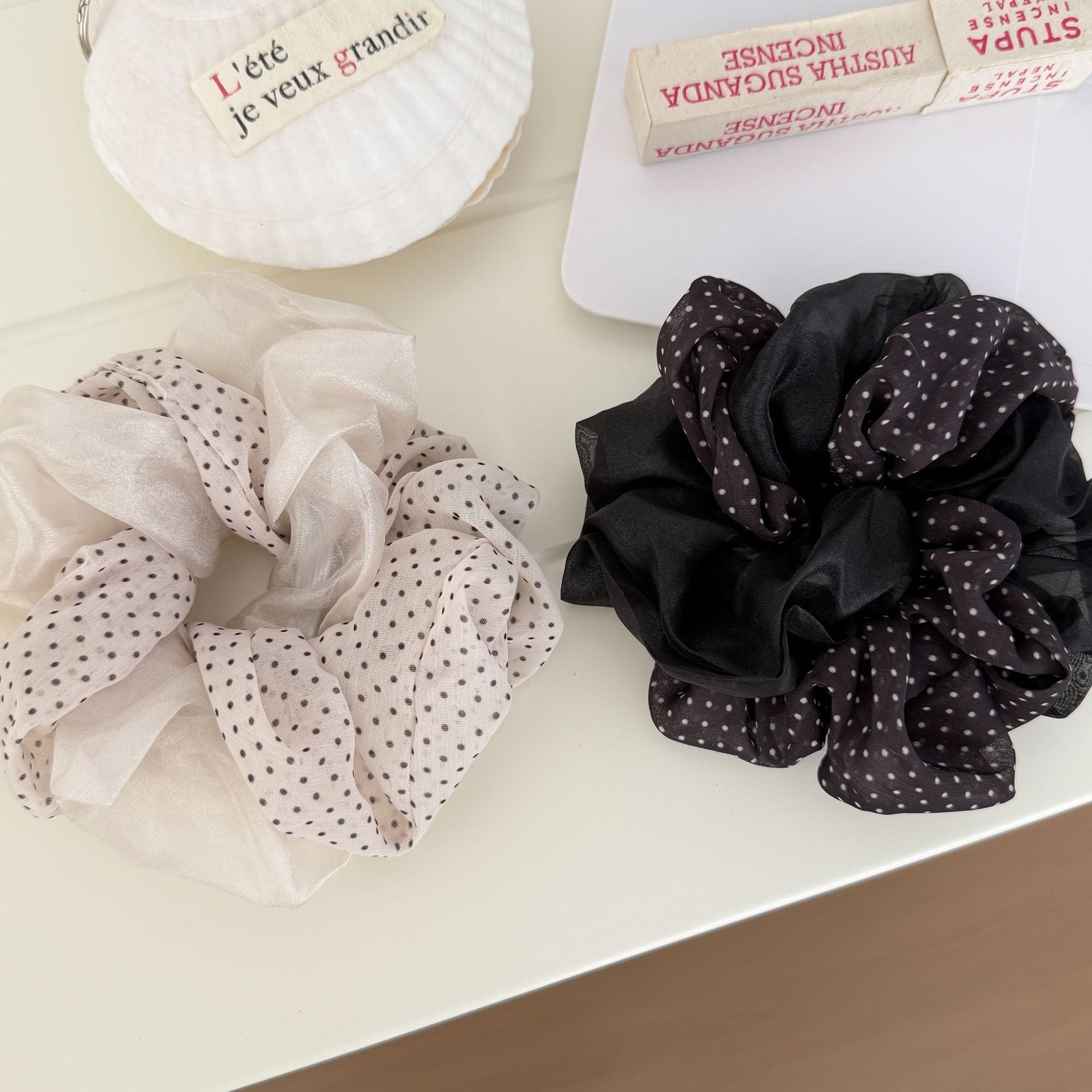 Oversized Polka Dot Mesh Layered Scrunchies MK2BW6W6HSR01
