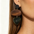 Wooden Heart Drop Earrings - DippedShop Wholesale - #9667
