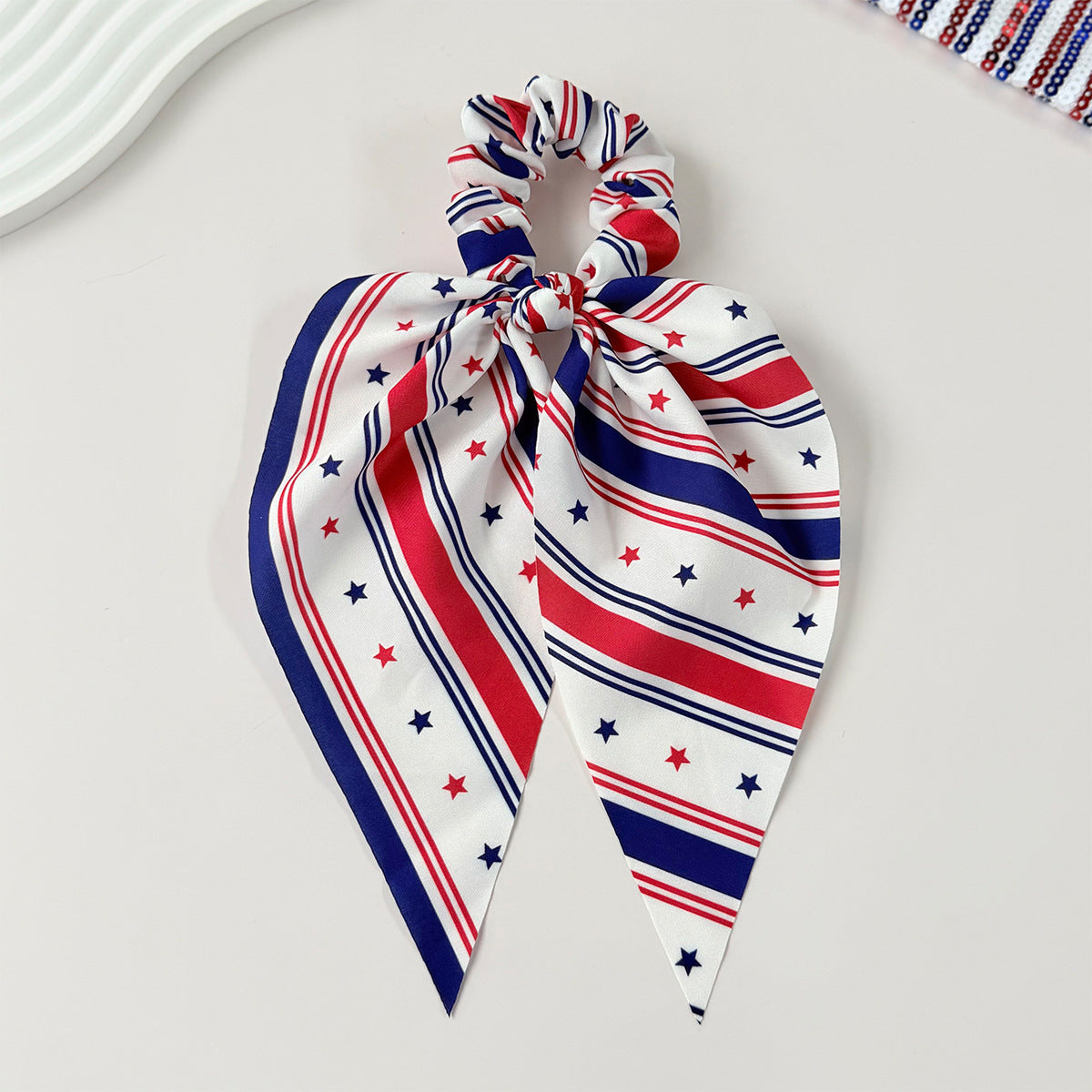 Fashion Star Striped Print Bowknot Hair Tie 8BK6HSR19T